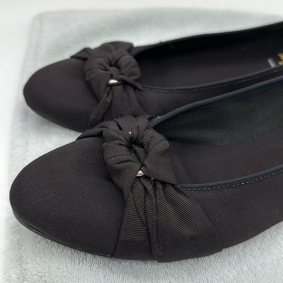 Vintage My-Tai Casuals Slip-on Black Nylon Bow Flats Size 7-1/2 - Picture 4 of 8